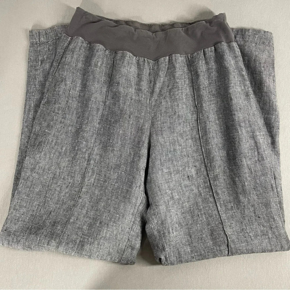 Coldwater Creek Linen High Rise Wide Leg Charcoal Pull On pants - Picture 10 of 12